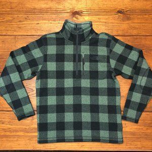 North Face Fleece 1/4 Zip - Men's Small Green Plaid Pullover